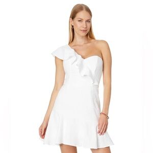 🔥🔥🔥NEW Lilly Pulitzer Arlana One-Shoulder White Romper Size 10